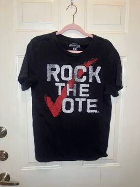 Aeropostale Black Graphic Tee with Red & White Print